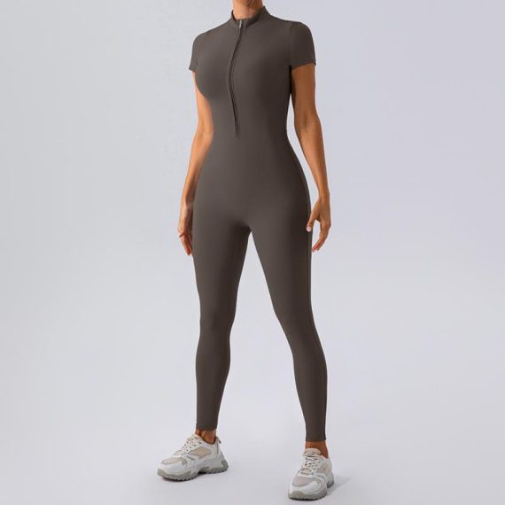 Activewear | Womens  Deep Taupe Sculpt Short Sleeved Unitard Activewear Activewear