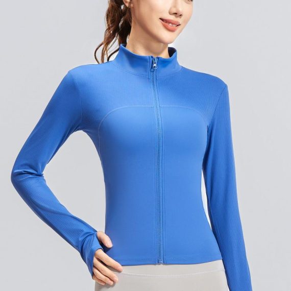 Activewear | Womens  Plt Sport Plus Bright Blue Seamless Bust Panel Detail Zip Up Jacket Activewear Activewear