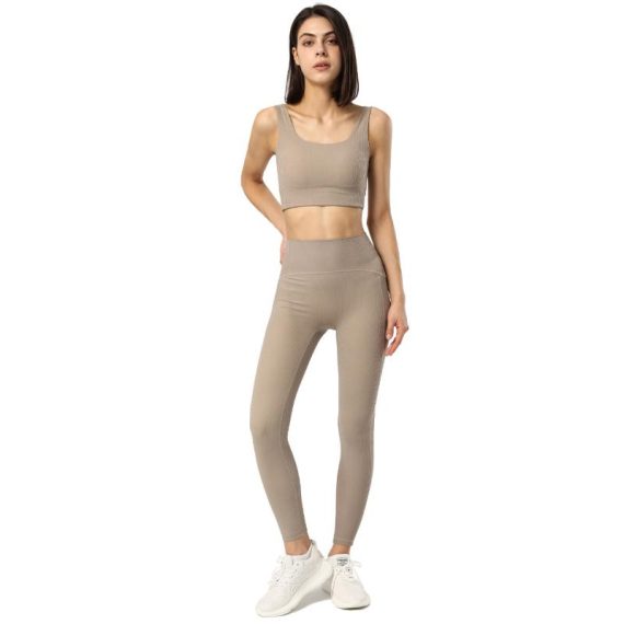 Activewear | Womens  Taupe Seamless Rib Detail Gym Leggings Activewear Activewear