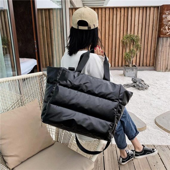 Bags | Womens  Black Quilted Oversized Tote Bag Accessories Bags