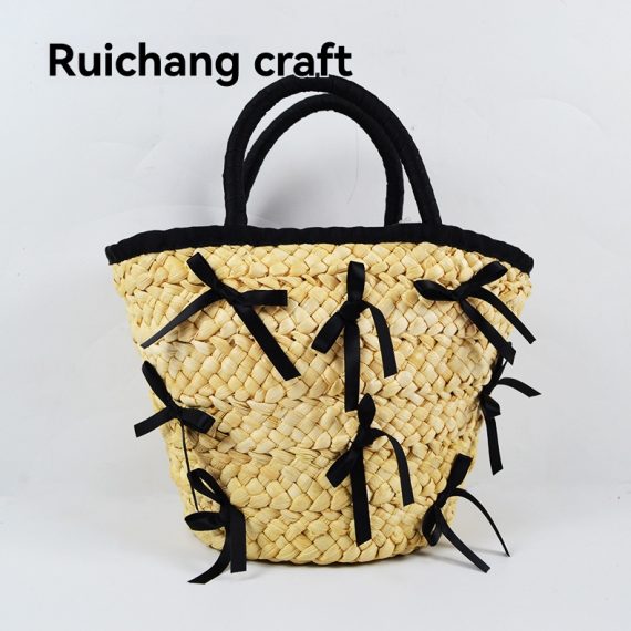 Bags | Womens  Black Woven Bow Beach Bag Accessories Bags