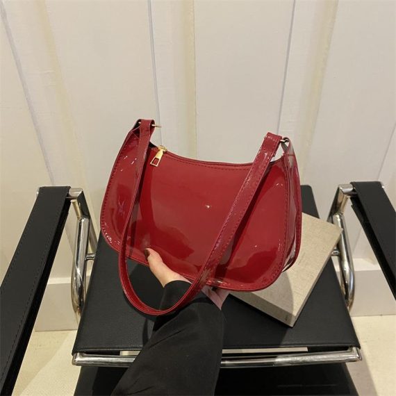 Bags | Womens  Burgundy Patent Clasp Detail Shoulder Bag Accessories Bags