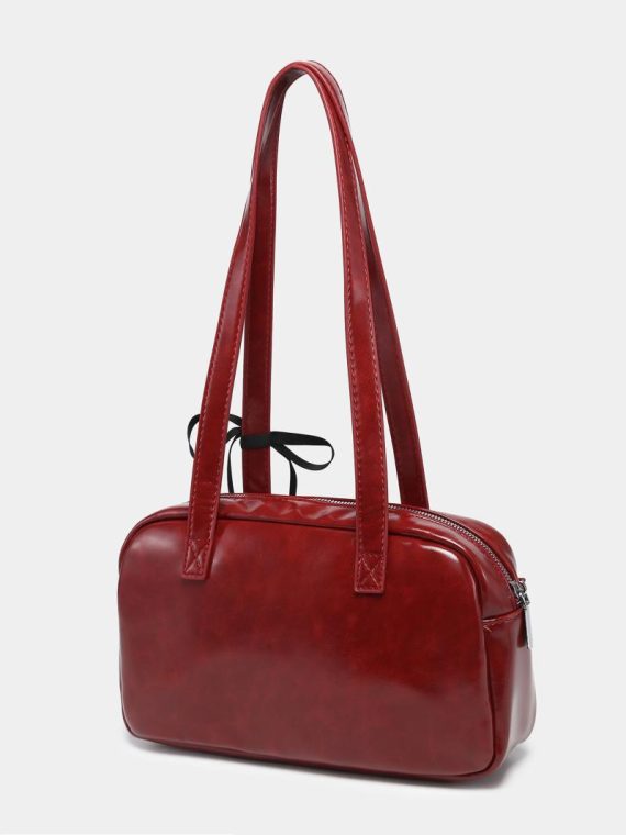 Bags | Womens  Burgundy Patent Pu Baguette Hand Bag Accessories Bags