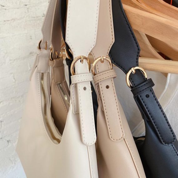 Bags | Womens  Cream Curved Pu Shoulder Bag Accessories Bags