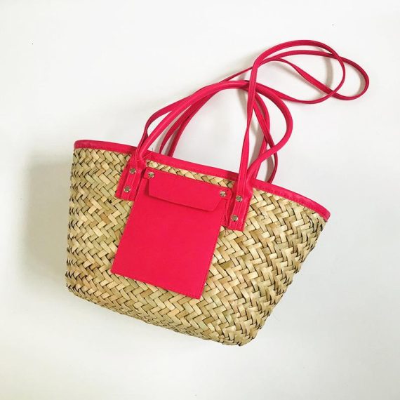 Bags | Womens  Red Mini Pu Trim Straw Tote Bag Accessories Bags