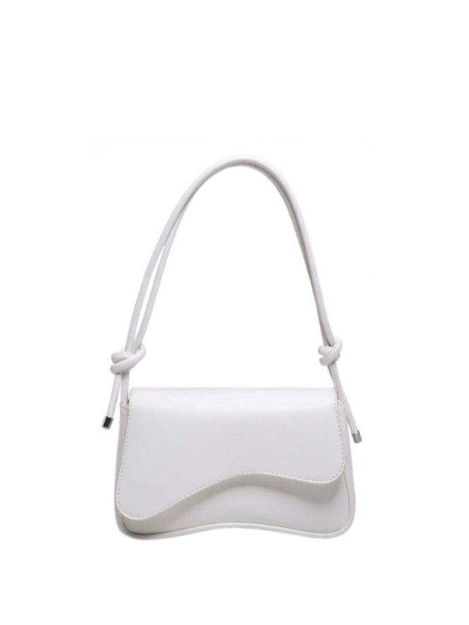 Bags | Womens  White Pu Flap Over Baguette Shoulder Bag Accessories Bags