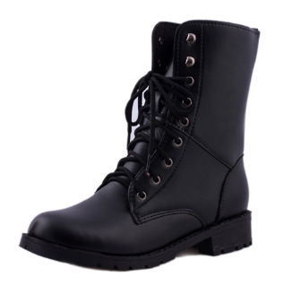 Boots | Womens  Black Basic Pu Biker Boots Boots Black