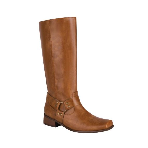 Boots | Womens  Camel Pu Square Toe Buckle Detail Knee High Boots Boots Boots