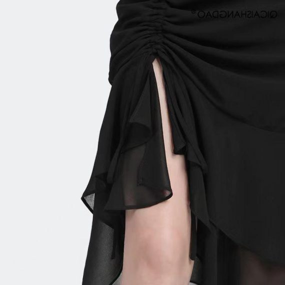 Co-Ords | Womens  Chocolate Chiffon Ruffled Draped Detail Mini Skirt Clothing Chocolate