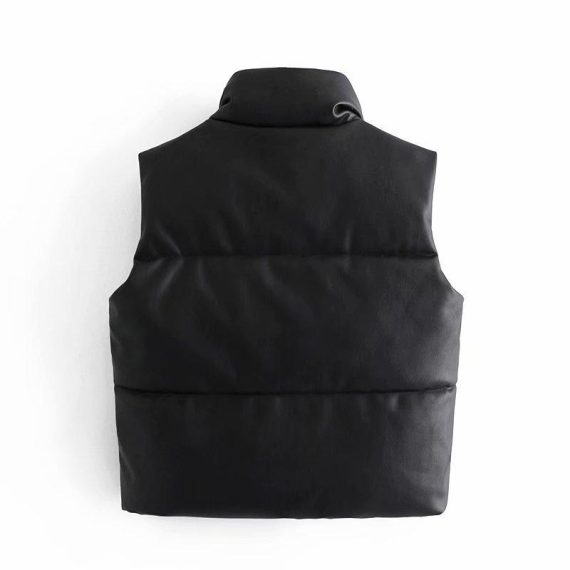 Coats & Jackets | Womens  Black Faux Leather Drop Hem Gilet Clothing Black