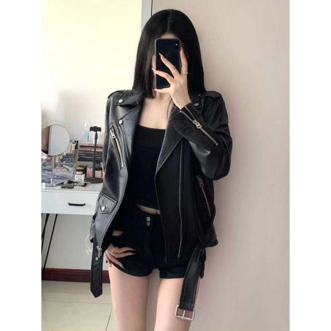 Coats & Jackets | Womens  Black Faux Leather Longline Belted Biker Jacket Clothing Black