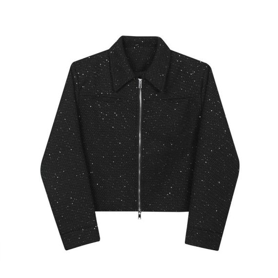 Coats & Jackets | Womens  Black Textured Zip Up Bomber Jacket Clothing Black