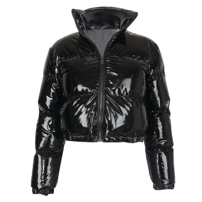 Coats & Jackets | Womens  Black Vinyl Bubble Puffer Jacket Clothing Black