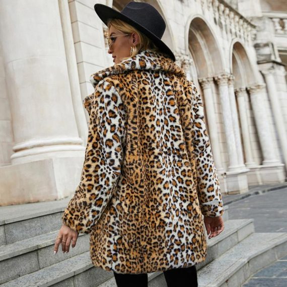 Coats & Jackets | Womens  Brown Leopard Faux Fur Midi Coat Clothing Brown