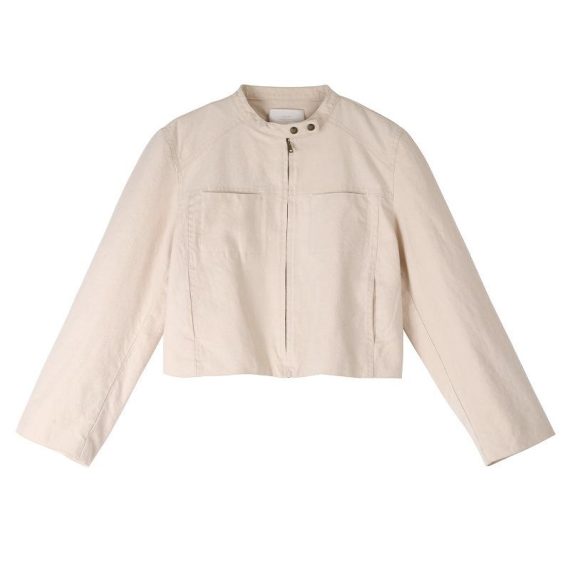 Coats & Jackets | Womens  Cream Faux Leather Panel Details Biker Jacket Clothing Coats & Jackets