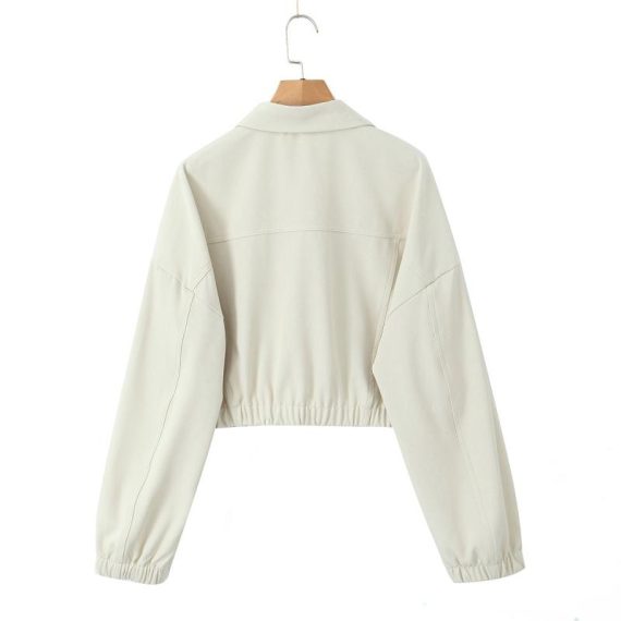 Coats & Jackets | Womens  Cream Textured Zip Up Bomber Jacket Clothing Coats & Jackets