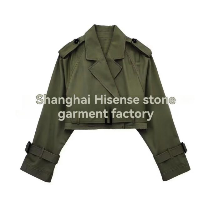 Coats & Jackets | Womens  Khaki Cropped Trench Coat Clothing Coats & Jackets