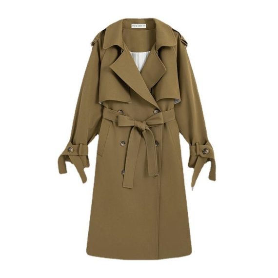 Coats & Jackets | Womens  Khaki Hooded Oversized Woven Trench Coat Clothing Coats & Jackets