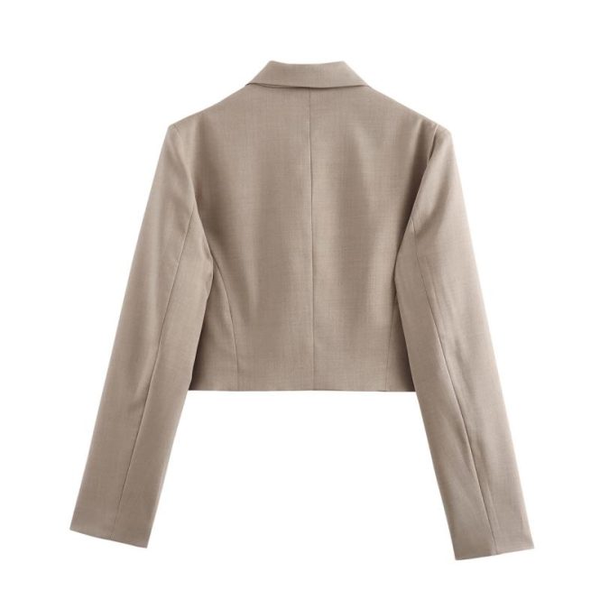 Coats & Jackets | Womens  Plt Label Taupe Cropped Blazer Clothing Coats & Jackets