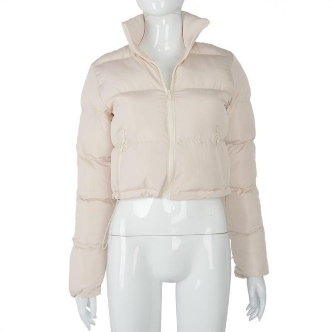 Coats & Jackets | Womens  Stone Peach Skin Cropped Bubble Puffer Jacket Clothing Coats & Jackets