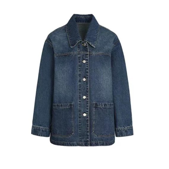 Coats & Jackets | Womens  Tall Dark Indigo Wash Front Pocket Detail Boxy Denim Jacket Clothing Coats & Jackets