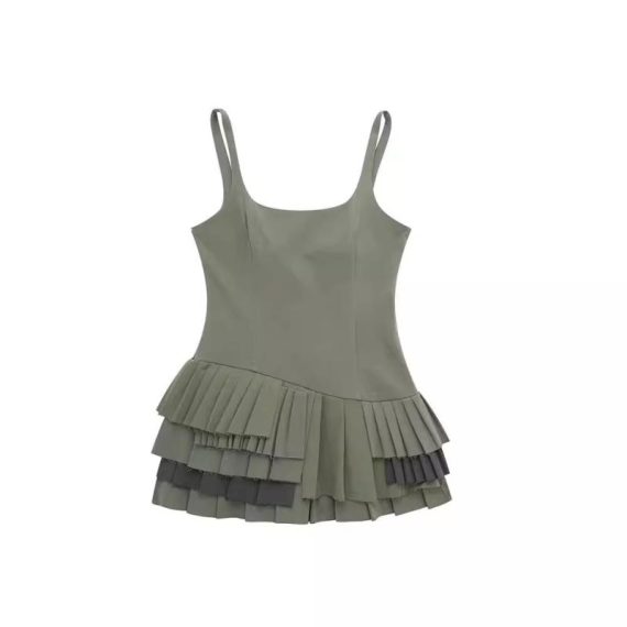 Dresses | Womens  Taupe Stretch Woven Extreme Pleated Shift Dress Clothing Dresses