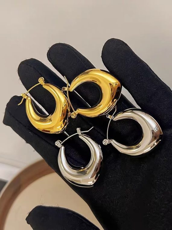 Earrings | Womens  Real Gold Plated Thick Tubular Hoop Earrings Accessories Earrings