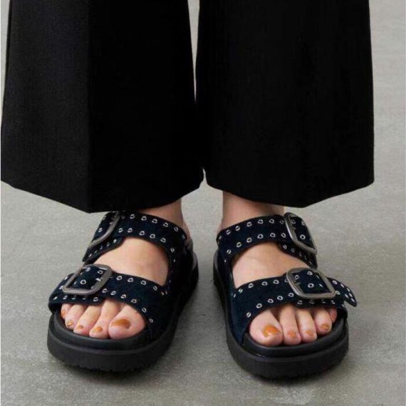 Flats | Womens  Black Woven Cross Strap Stud Buckle Detail Footbed Sandals Flats Black