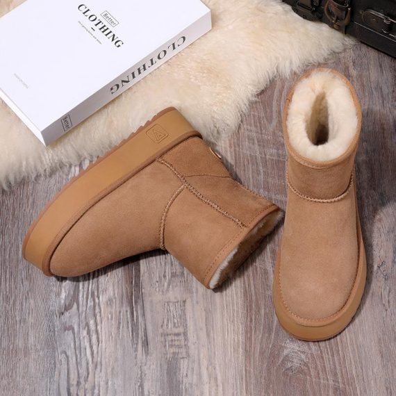 Flats | Womens  Cream Faux Suede Round Toe Thick Flat Sole Ankle Boots Flats Cream