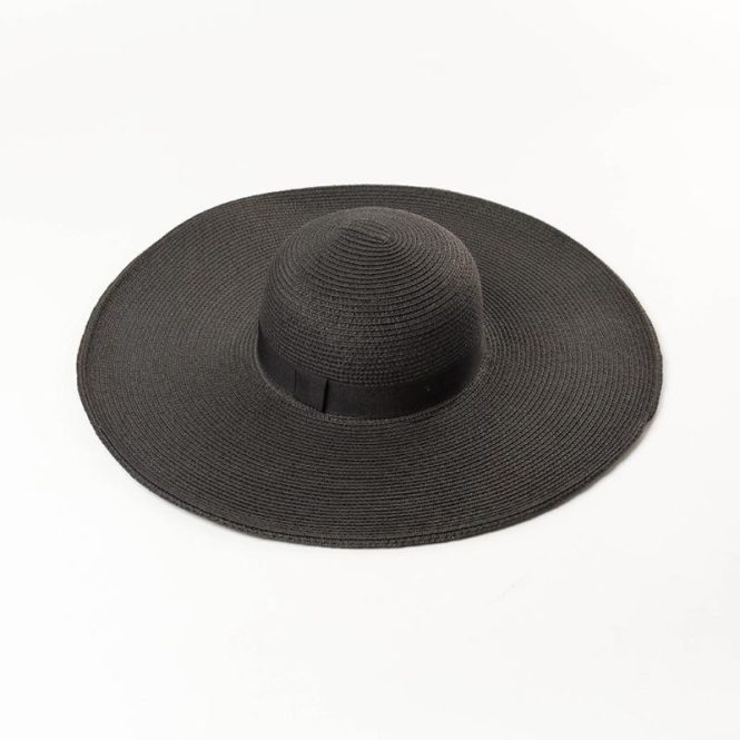 Hats | Womens  Black Wide Band Oversized Fedora Accessories Black