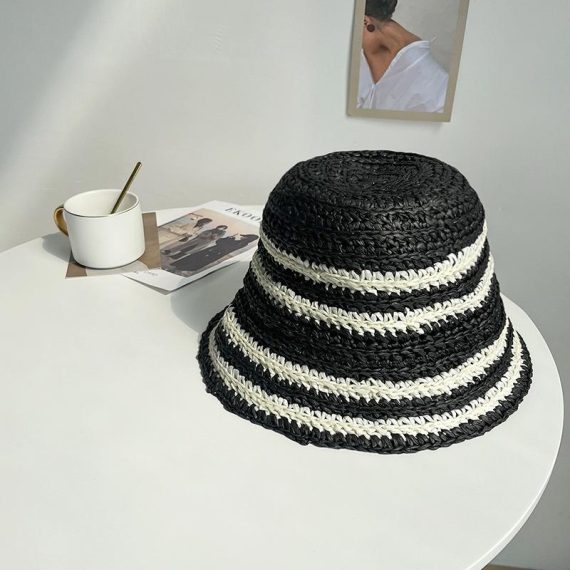 Hats | Womens  Rust Raffia Stripe Bucket Hat Accessories Hats