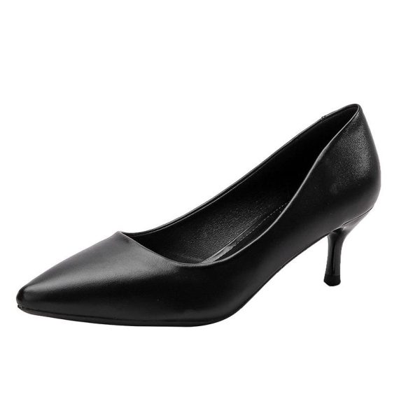 Heels | Womens  Black Matte Pu Point Toe High Heeled Courts Heels Black