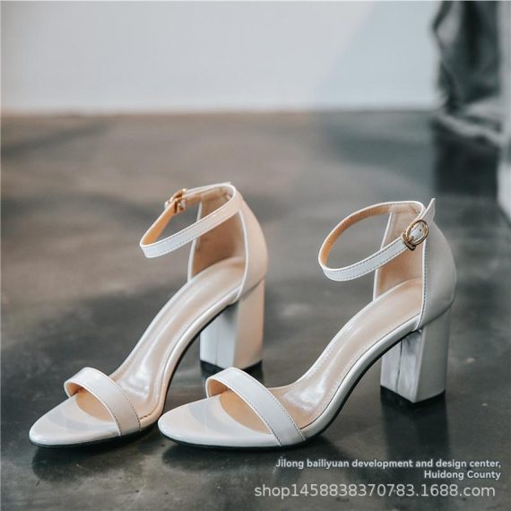 Heels | Womens  May Nude Patent Block Heeled Sandals Heels Heels