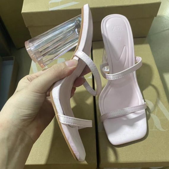 Heels | Womens  Nude Wide Fit Pu Patent Double Strap Clear Block High Heels Heels Heels