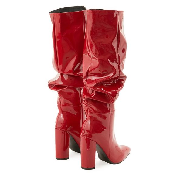 Heels | Womens  Red Wide Fit Pu Point Toe Over The Knee High Heeled Boots Heels Heels