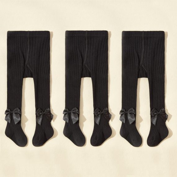 Hosiery | Womens  Black Satin Bow Knee High Socks Accessories Black