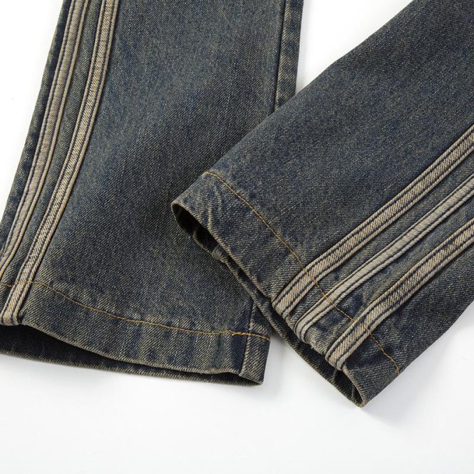 Jeans | Womens  Indigo Raw Stripe Detail Straight Leg Jeans Clothing Indigo