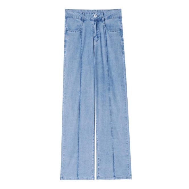 Jeans | Womens  Light Blue Wash Seam Detail Slim Wide Leg Jeans Clothing Jeans