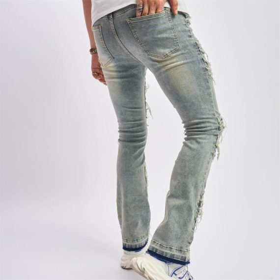 Jeans | Womens  Tall Vintage Wash Lace Up Detail High Waist Straight Leg Jeans Clothing Jeans