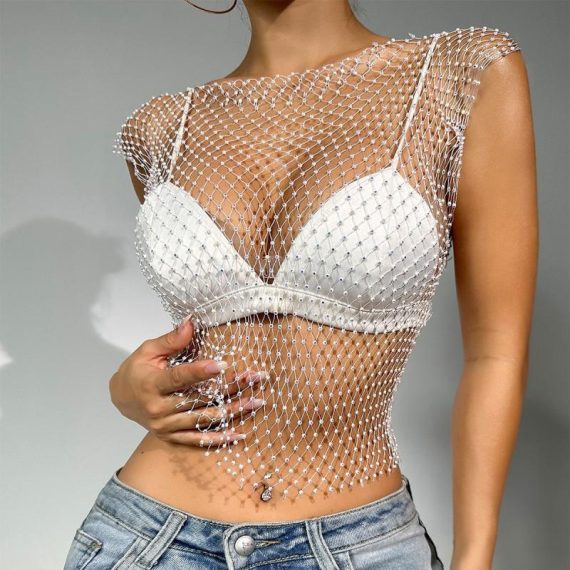 Jewellery | Womens  Silver Diamante Mesh Halter Neck Body Jewellery Accessories Jewellery