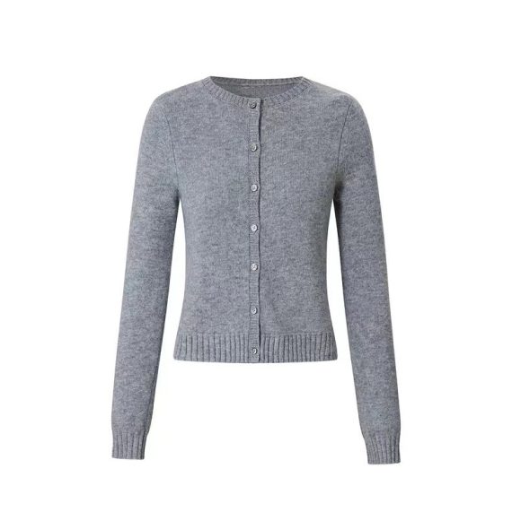 Knitwear | Womens  Taupe Melange Soft Knit Basic Button Up Cardigan Clothing Knitwear