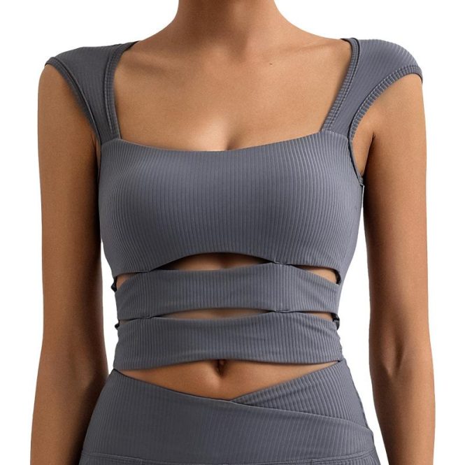 Lingerie | Womens  Prettylittlething Grey Seamless Rib Cut Out Bralette Clothing Grey