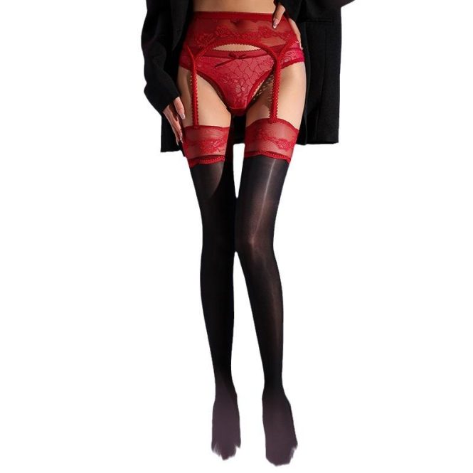 Lingerie | Womens  Red Suspender, Hold Up Stocking & Knickers Set Clothing Lingerie