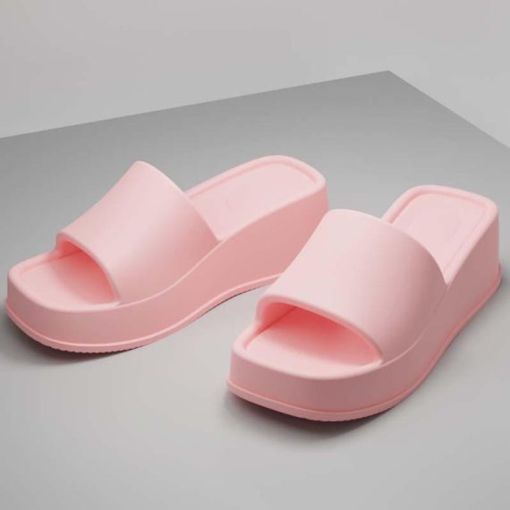 Platforms | Womens  White Round Toe Rubber Sole Platform Sliders Platforms Platforms