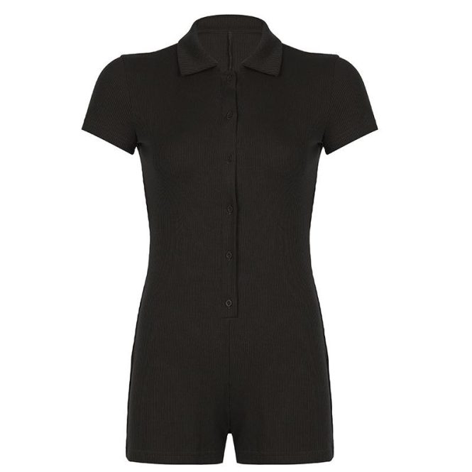 Playsuits | Womens  Petite Black Knit Button Up Playsuit Clothing Black