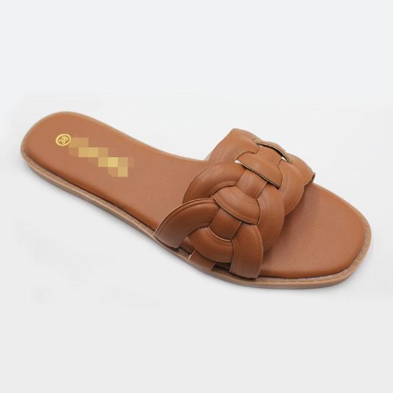 Sandals | Womens  Tan Wide Fit Real Leather Round Toe Woven Thick Leather Strap Sandals Sandals Sandals