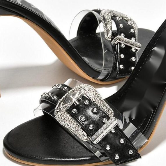 Sandals | Womens  White Pu Round Toe Studded Buckle Detail Gladiator Sandals Sandals Sandals