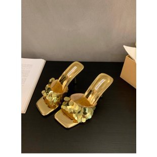 Sandals | Womens  Wide Fit Gold Pu Round Toe Sequin Strap Mule Sandals Mules Gold