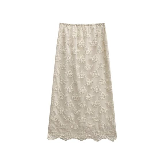 Skirts | Womens  Cream Floral Textured Thigh High Split Maxi Skirt Clothing Cream