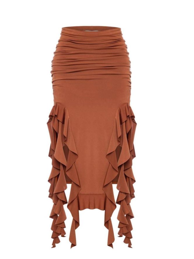 Skirts | Womens  Deep Taupe Ruffle Detail Maxi Skirt Clothing Co-Ords